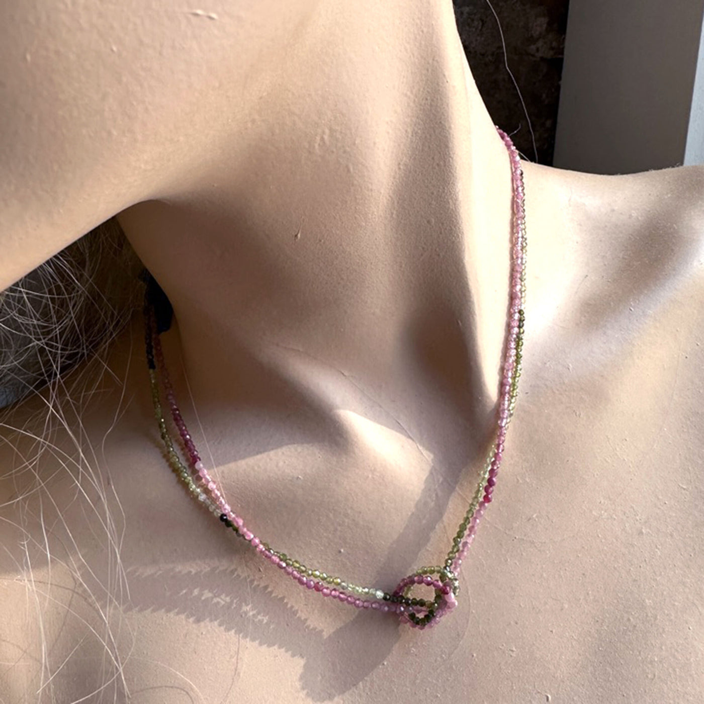 Pink & Green Tourmaline Knot Choker