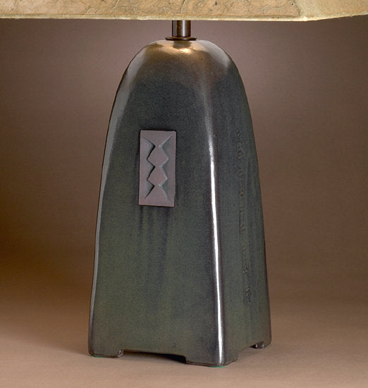 North Union Lamp in Onyx Glaze with Natural Lokta Shade