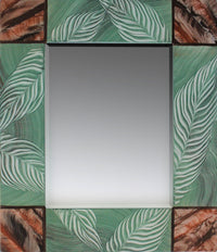 Green Palm Leaf Painted Mirror