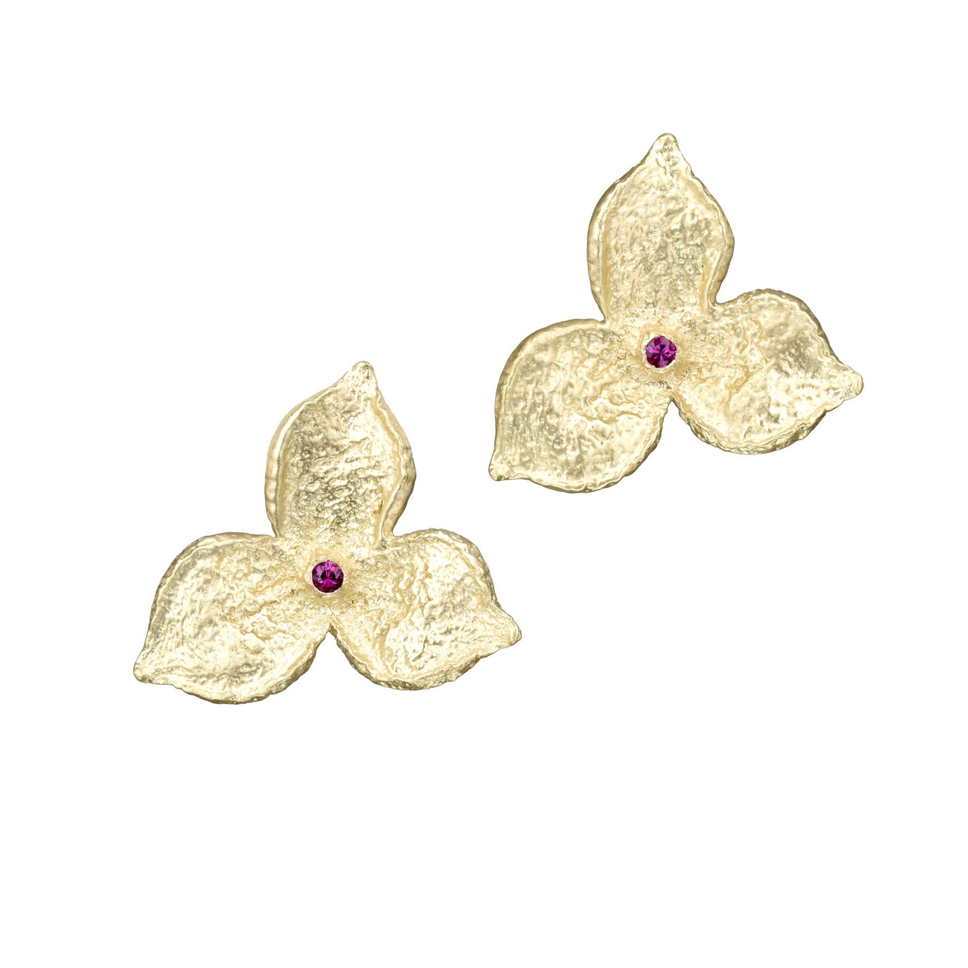 Three Petal Ruby Earrings
