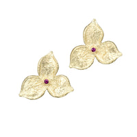 Three Petal Ruby Earrings