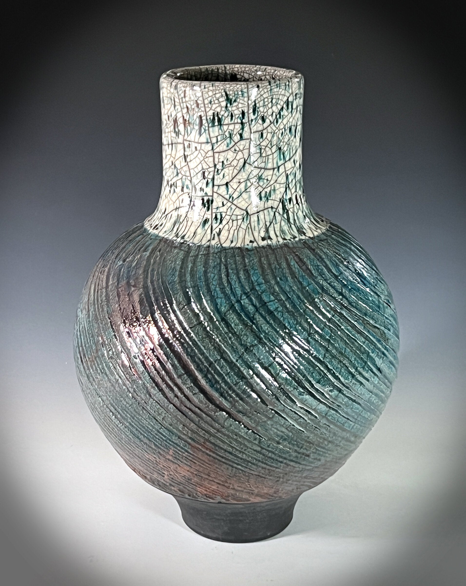 Copper Spiral Raku Vase