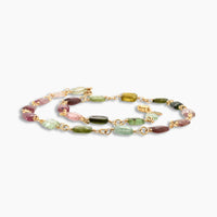 Watermelon Tourmaline Chicklet Gold Choker