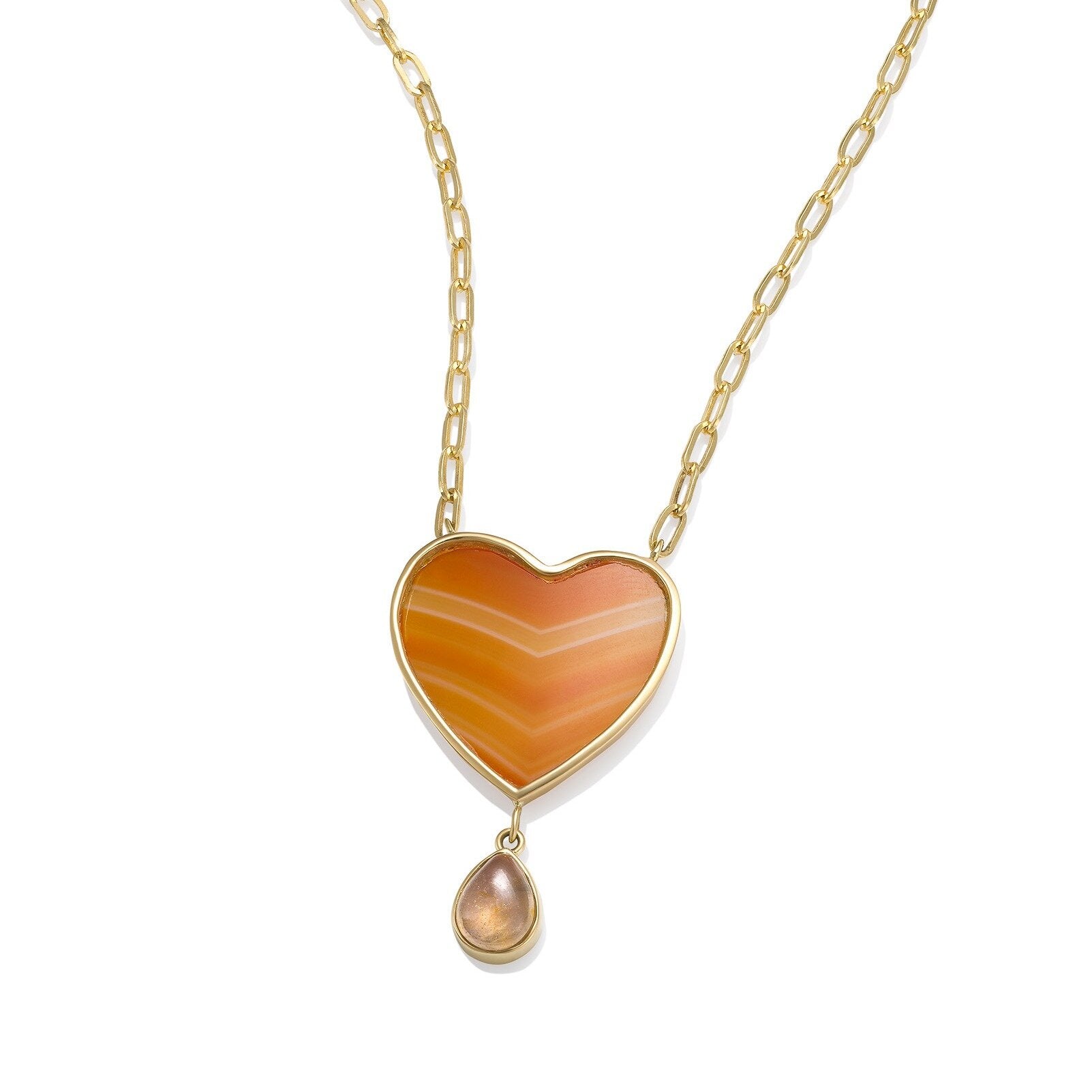 Orange Agate Heart Necklace
