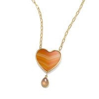 Orange Agate Heart Necklace