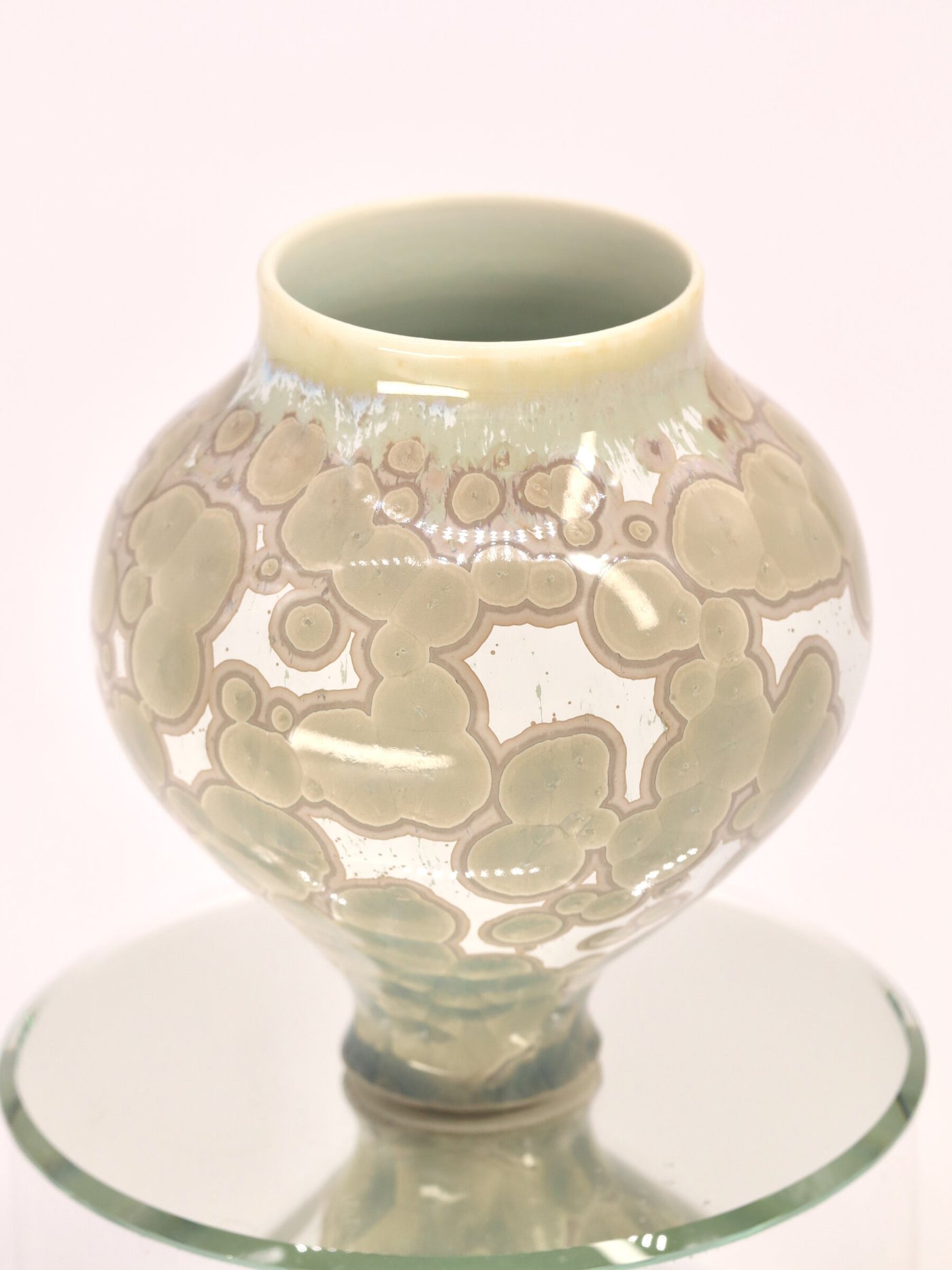 Miniature Crystalline White & Green Vase