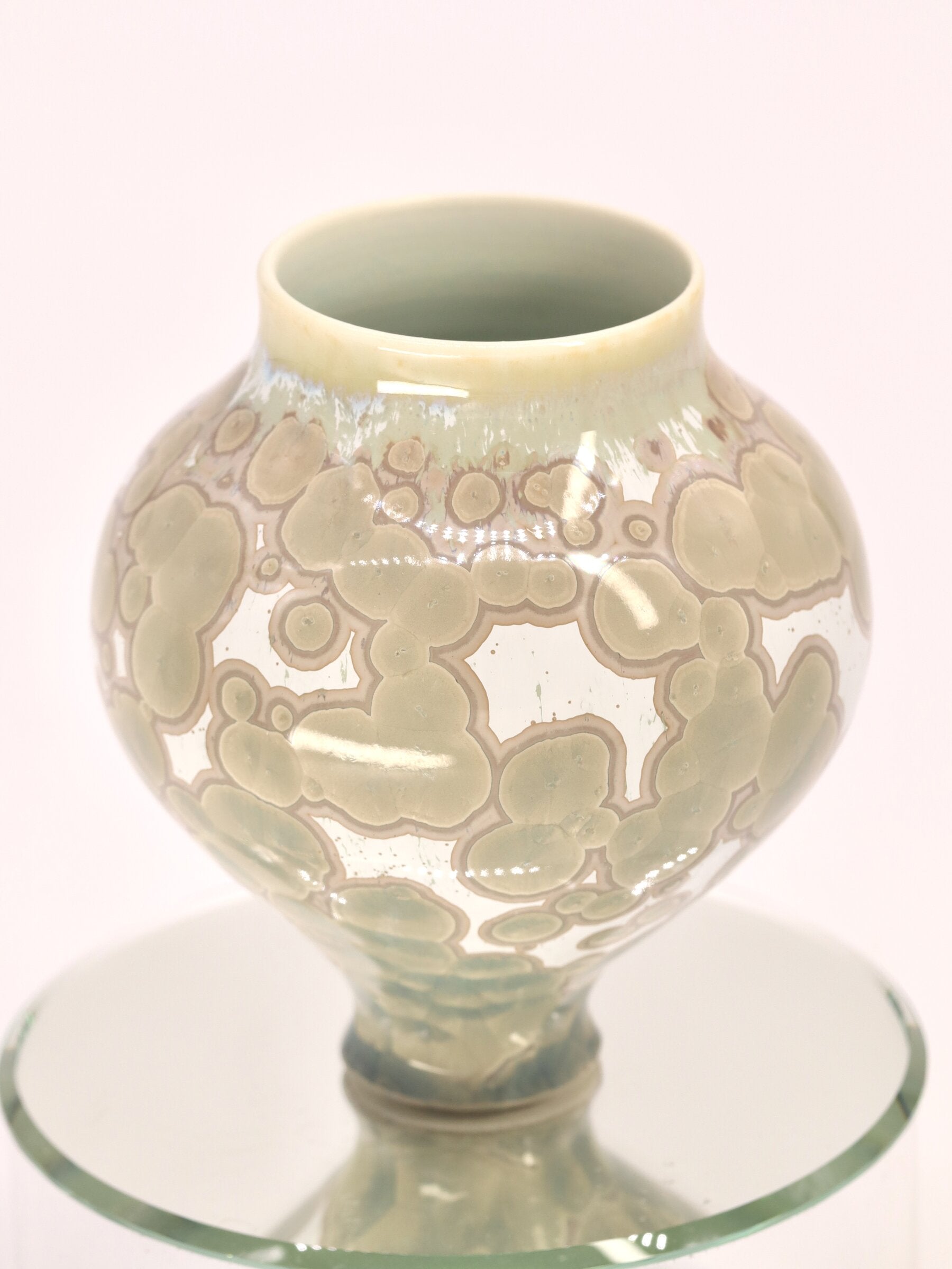 Miniature Crystalline White & Green Vase