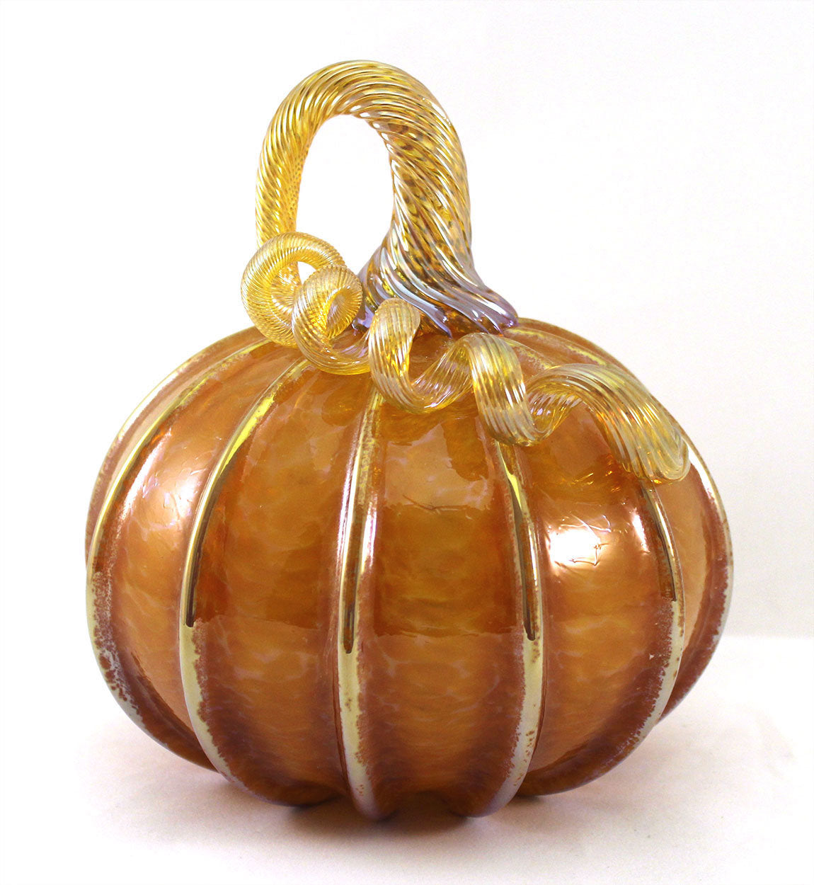 Small Topaz Pumpkin with Gold Stripes