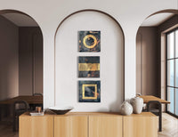 Palladium and Gold Circle Line Square Metallic Wall Square Set