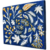 Spiral of Leaves in Sapphire Blue, White and Yellow