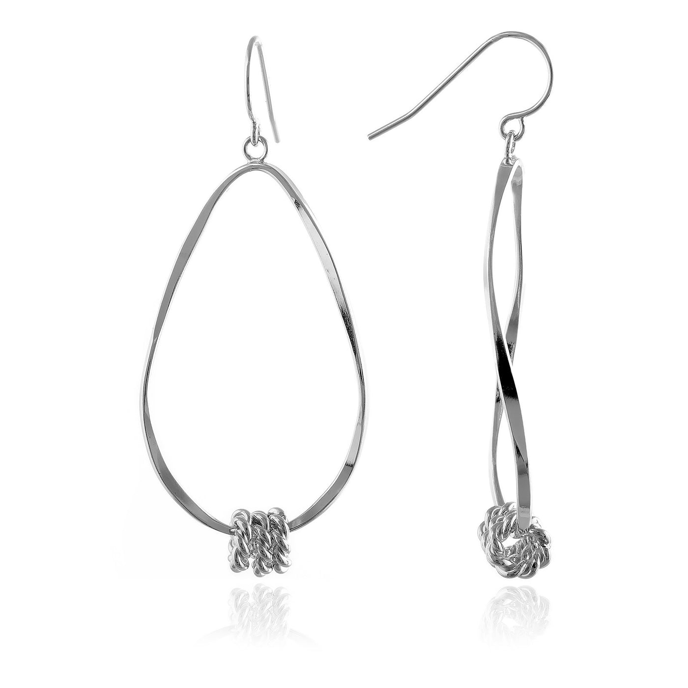 Twisted Oval Hoop Earrings with Spinning Ring Accents