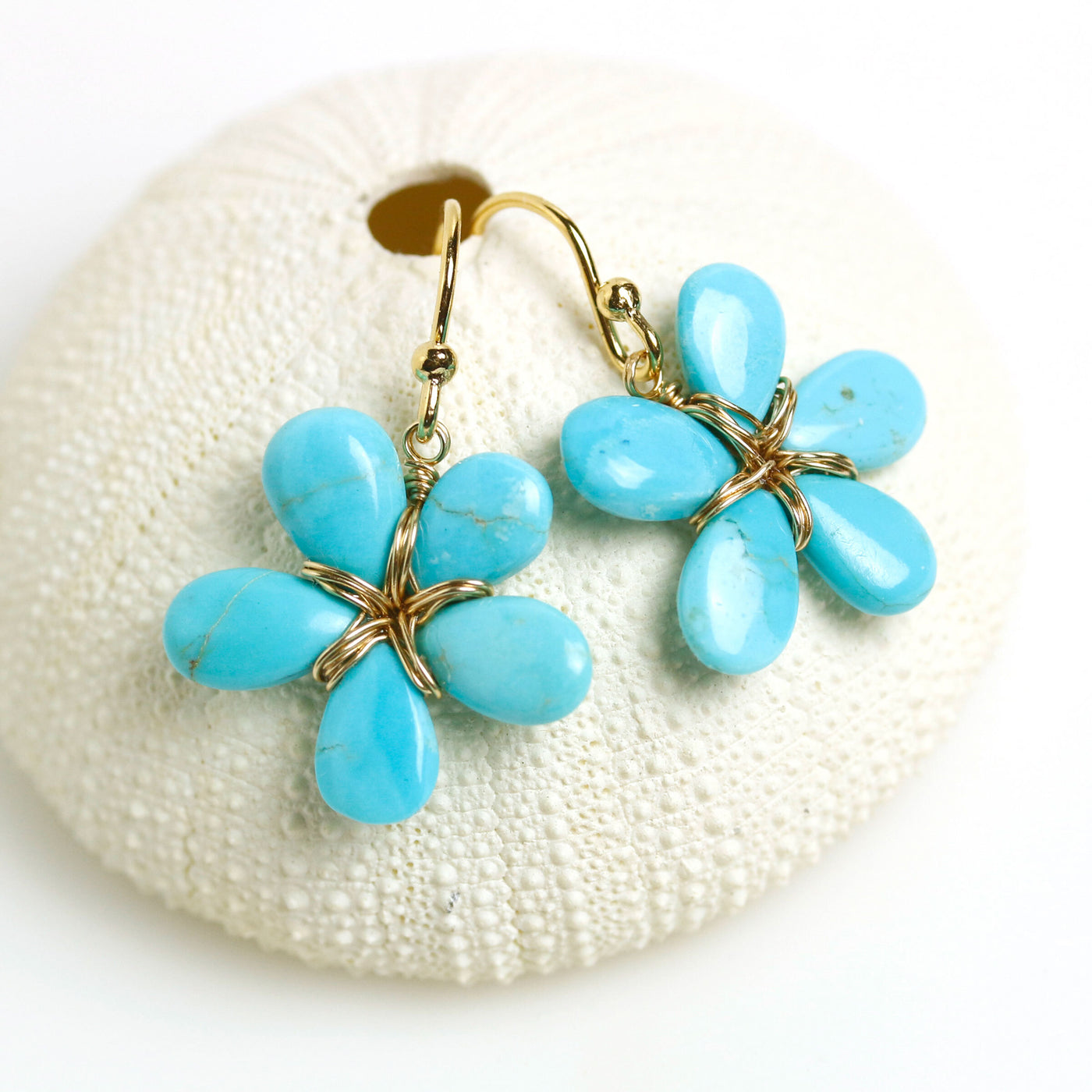 Sleeping Beauty Turquoise Flower Earrings