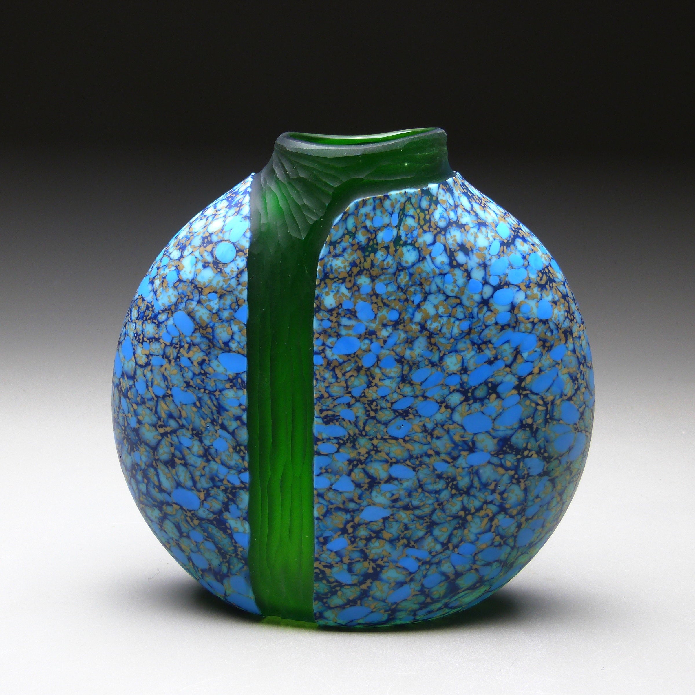 Blue Cascade Vase  with Green Interior