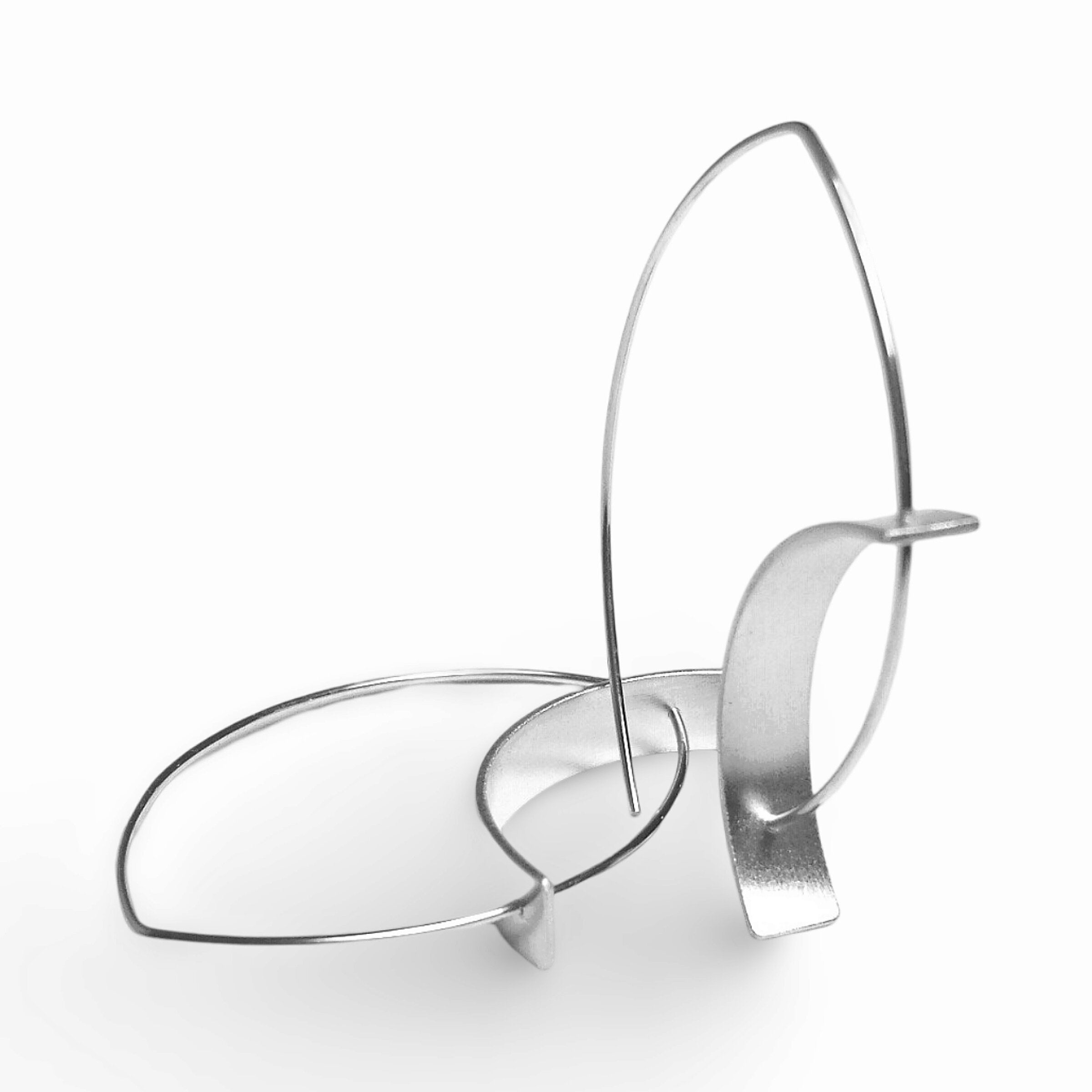 Small, Matte Silver with Polished Silver Ear Wire