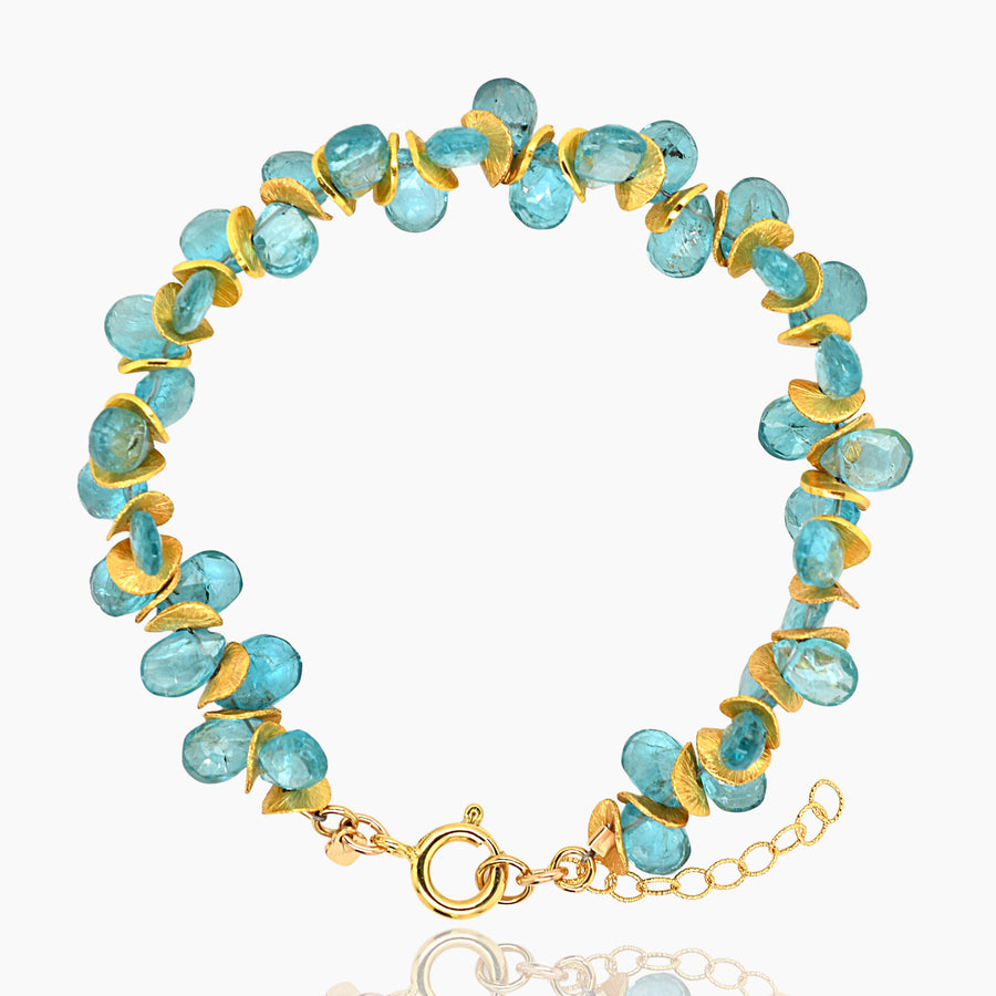 Aqua Apatite Signature Gold Bracelet