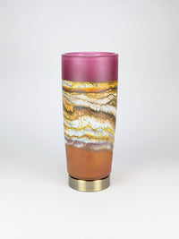 Satin Strata Pillar Lamp in Ruby and Tangerine