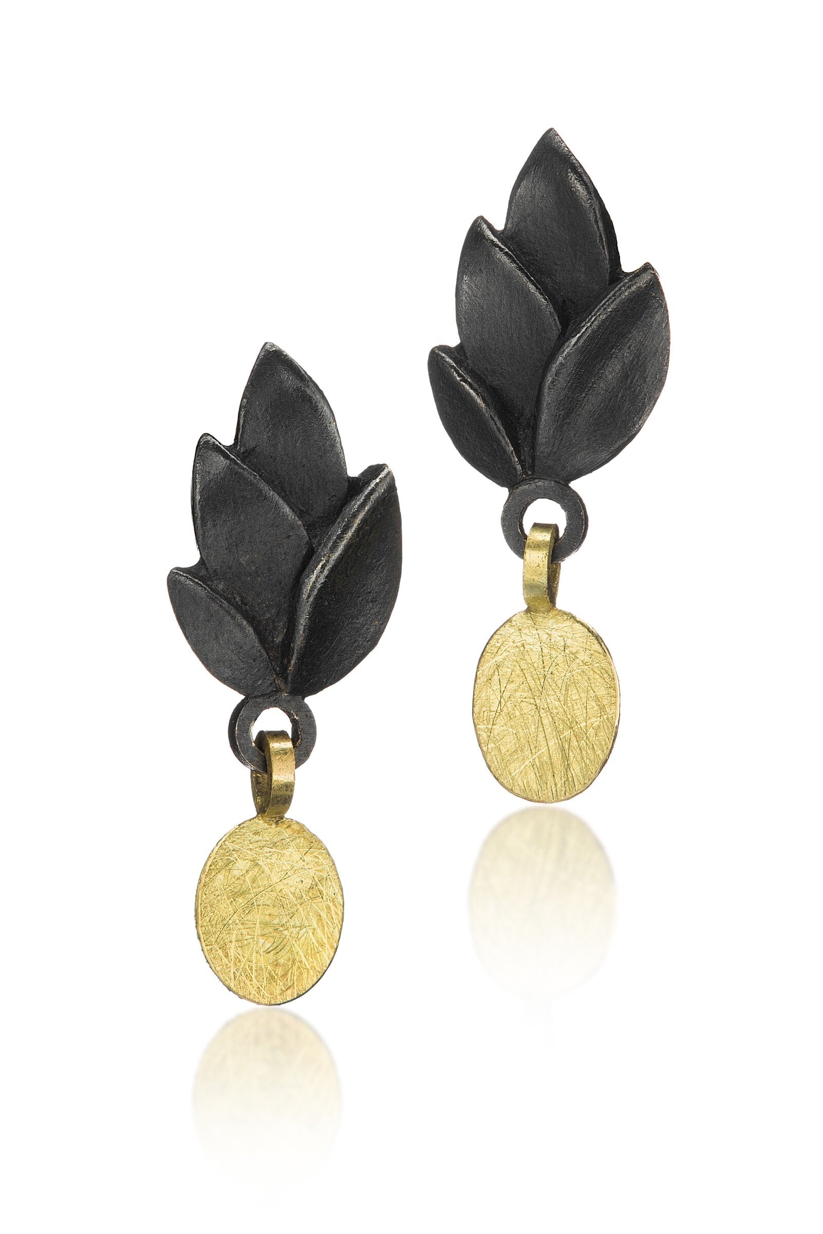 Black Leaves Earring with Gold Drop