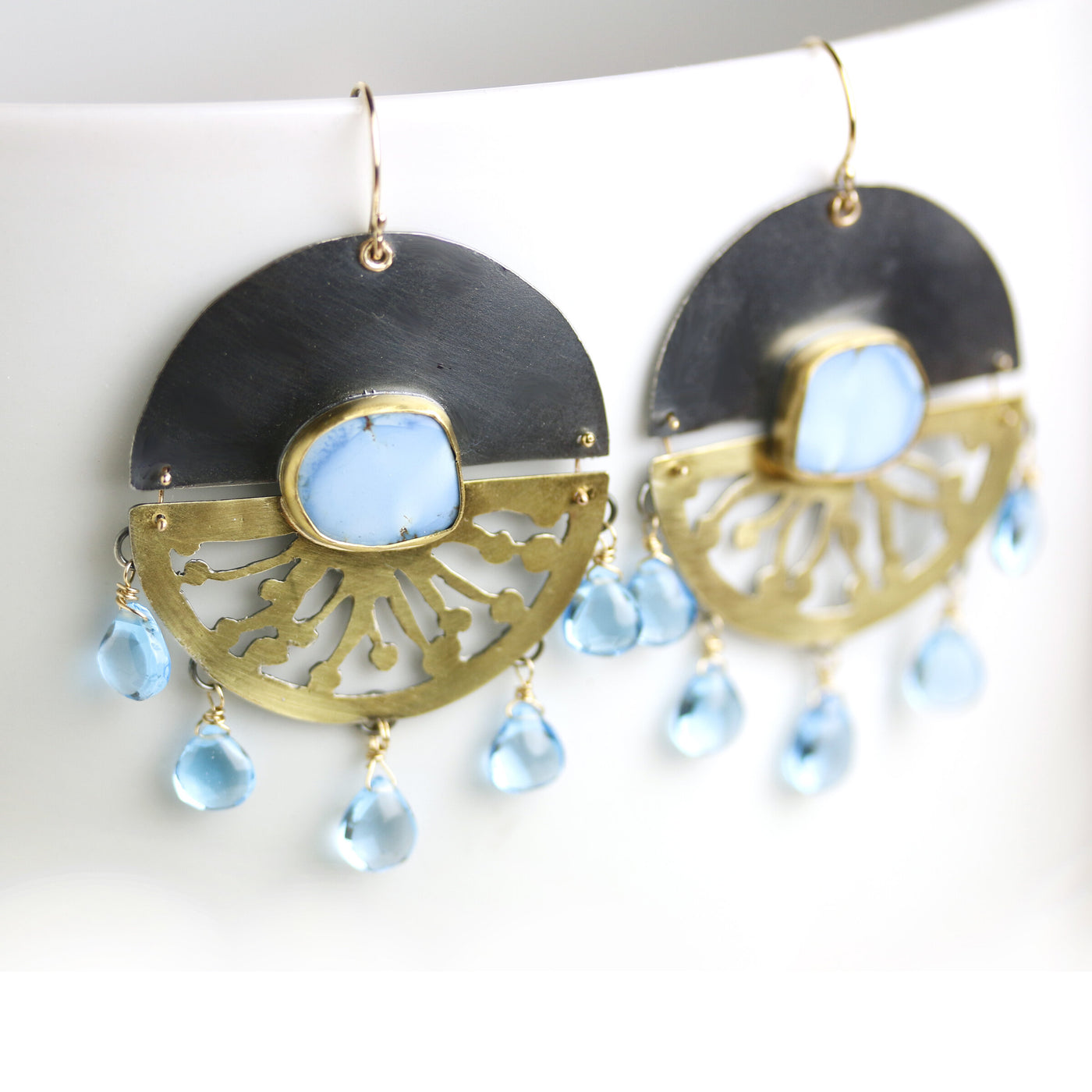Lavender Turquoise Split Disc Earrings