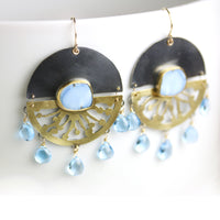 Lavender Turquoise Split Disc Earrings
