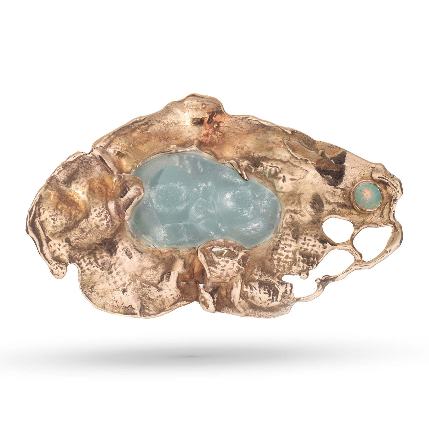 Smithsonite and Opal Brooch