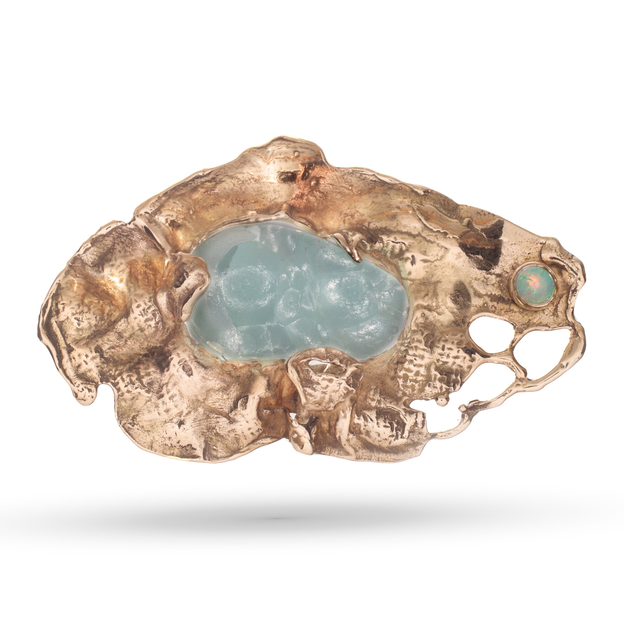 Smithsonite and Opal Brooch