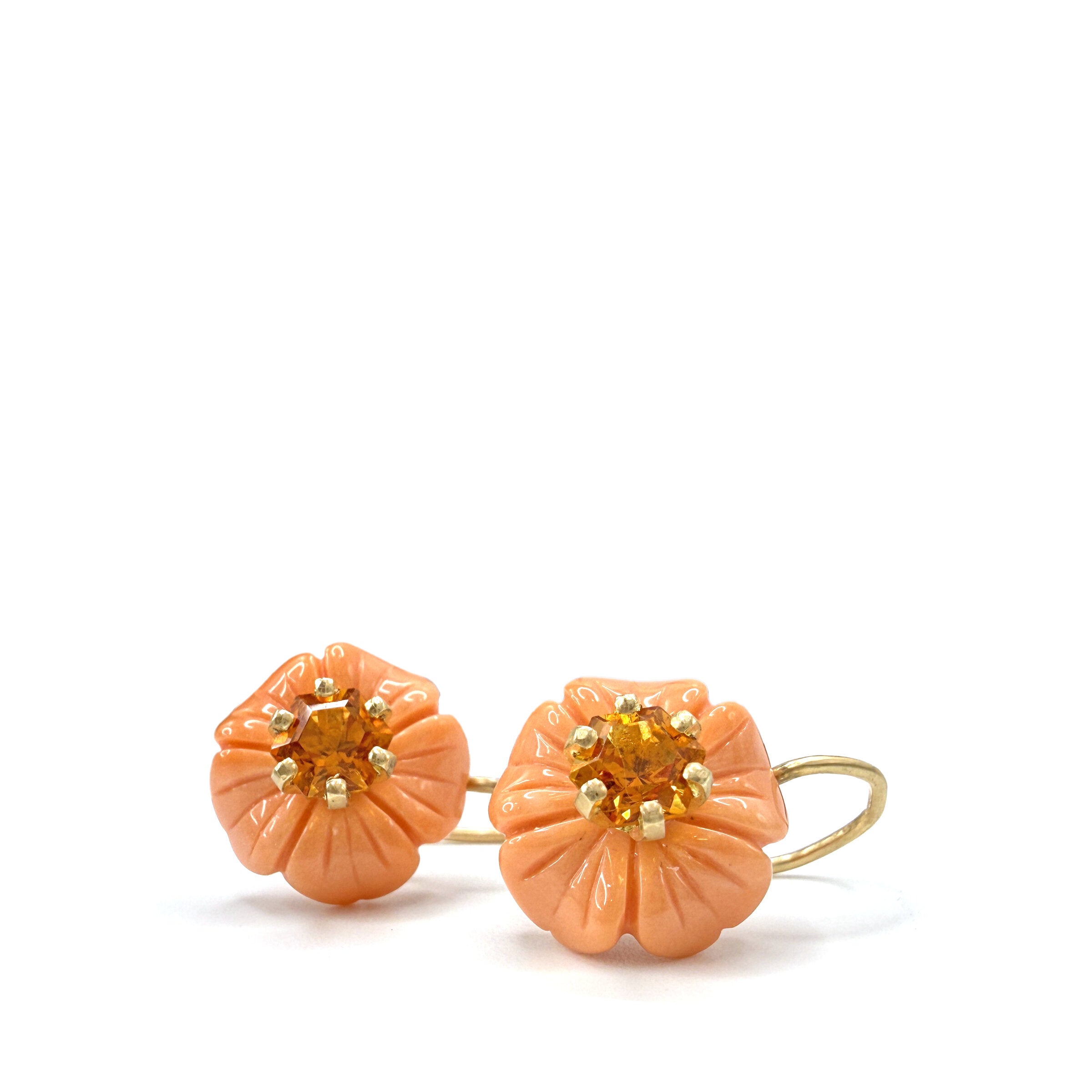 Treasure Chest Coral & Citrine Flower Earrings
