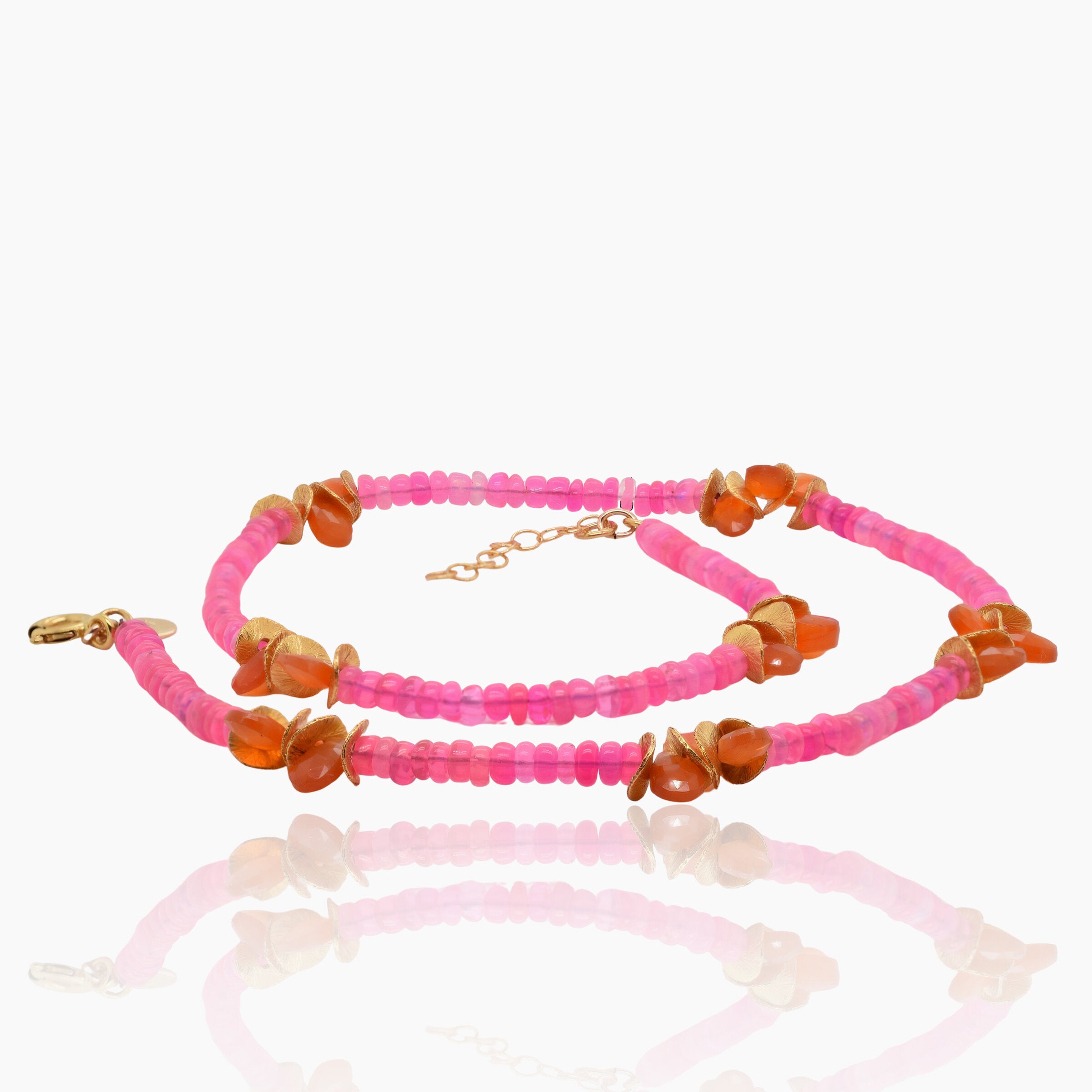 Hot Pink Opal & Carnelian Choker