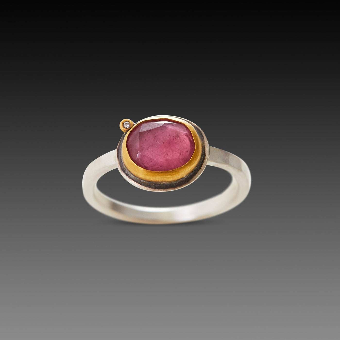 Pink Tourmaline Ring with Diamond