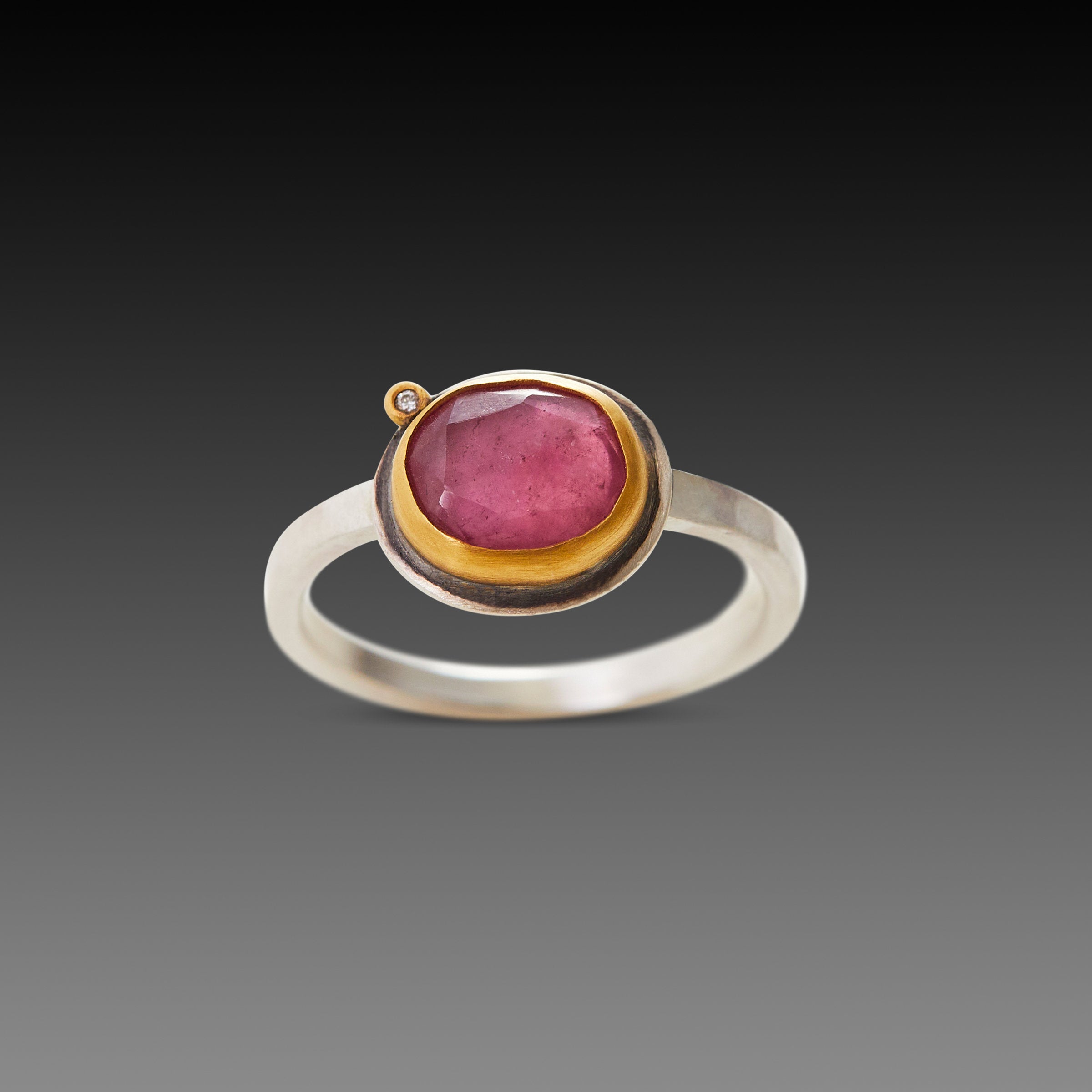 Pink Tourmaline Ring with Diamond