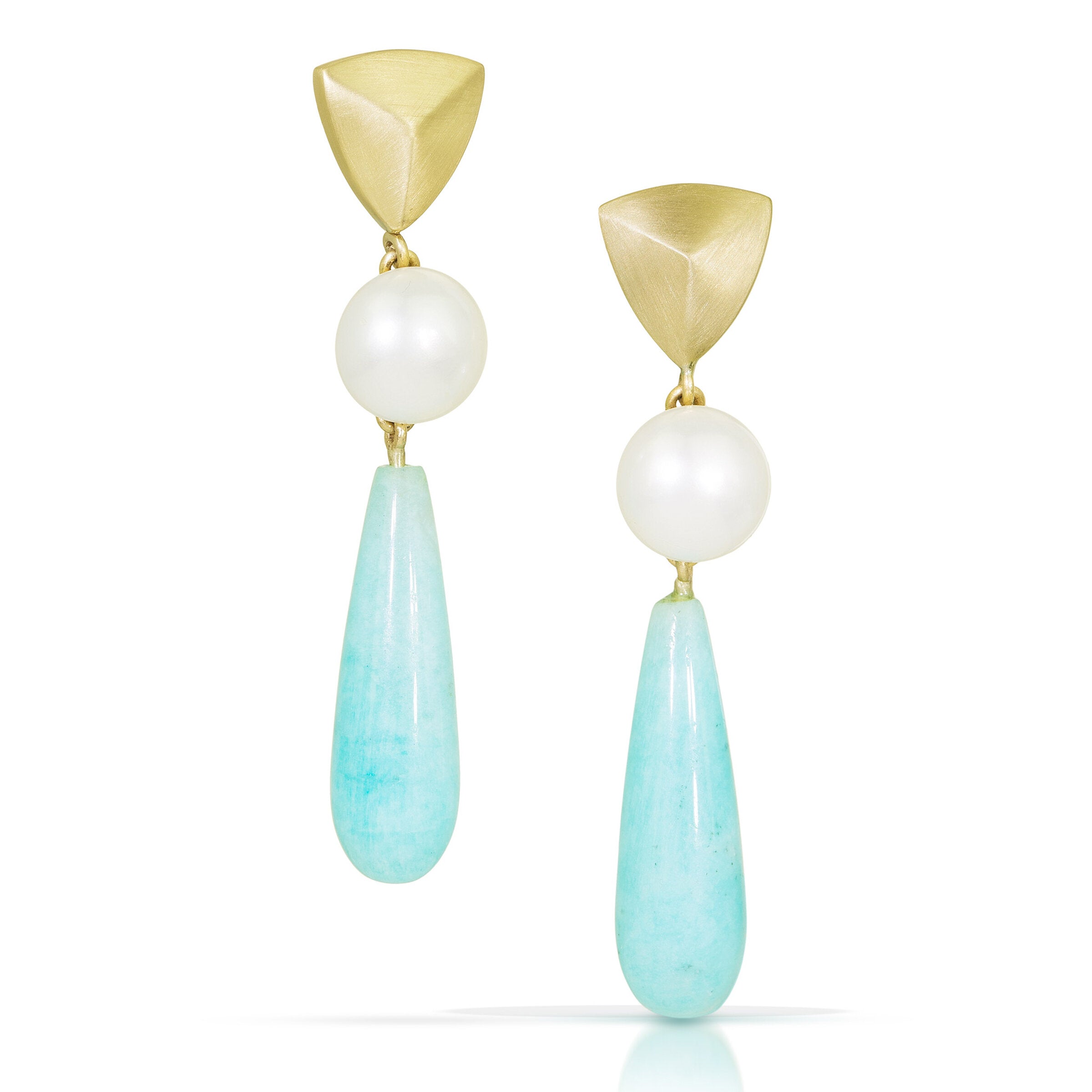Amazonite & Freshwater Pearl Earrings