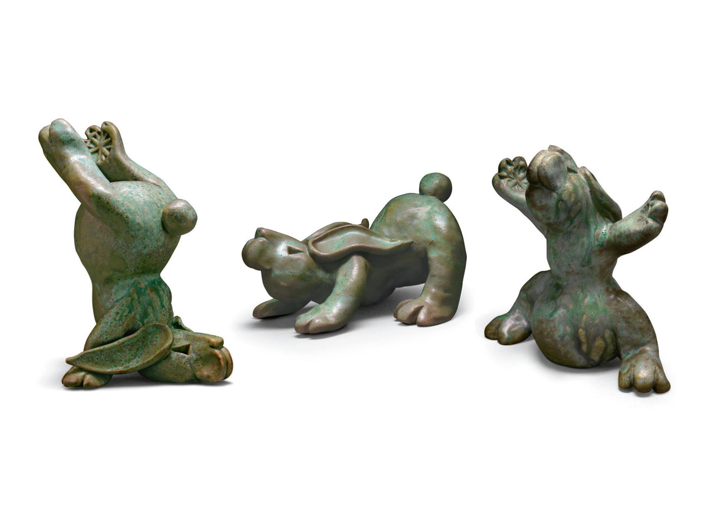 shown with downward and sun salutation bunnies