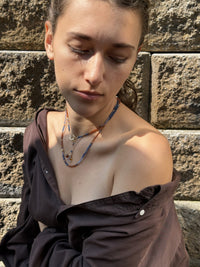 Sapphire, Tanzanite and Hessonite Necklace/Wrapped Bracelet