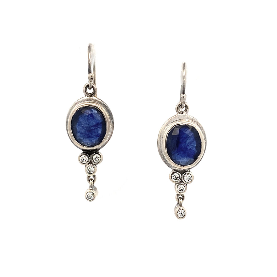 Silver Sapphire Dangle Earrings