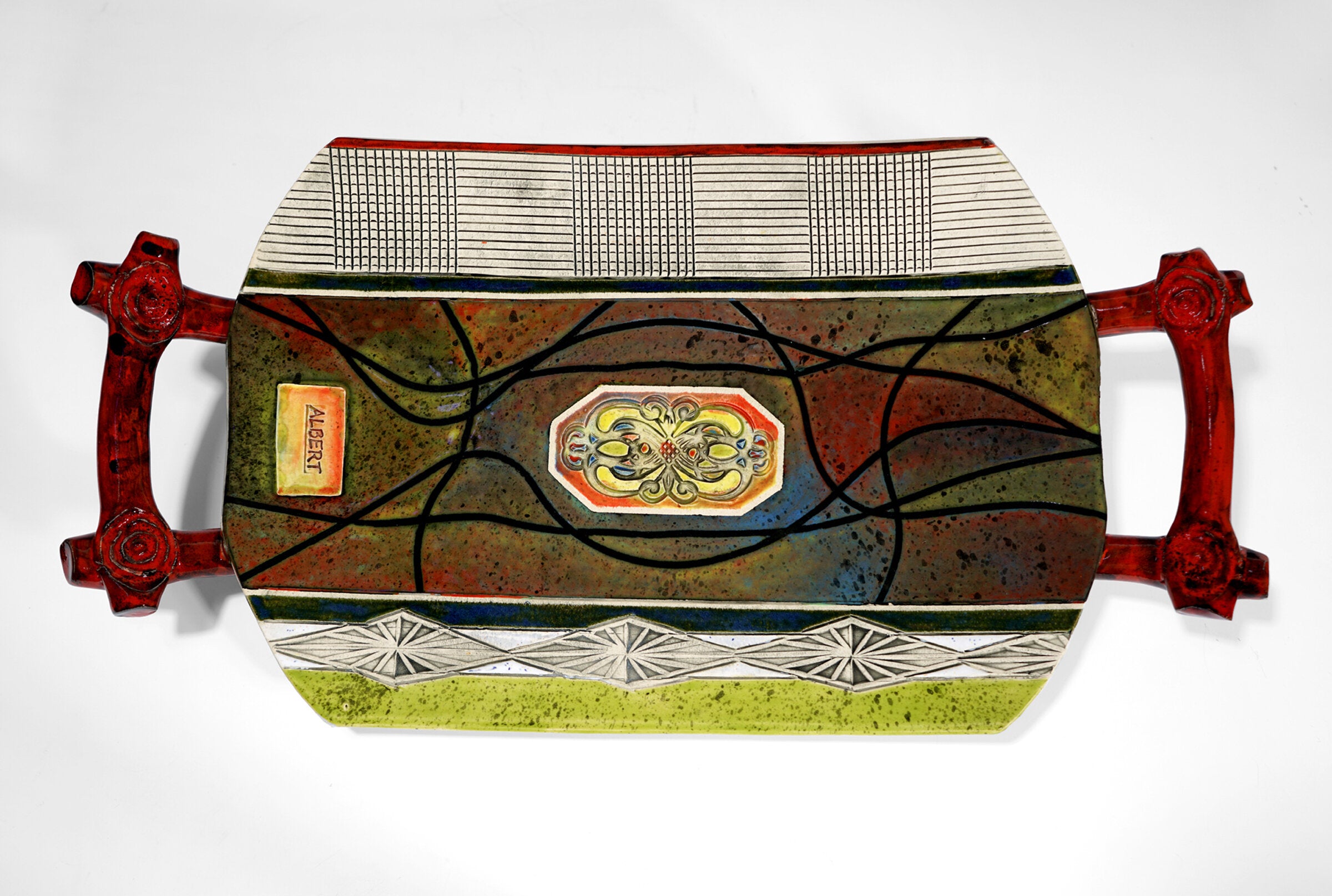 Multicolor Platter with Handles