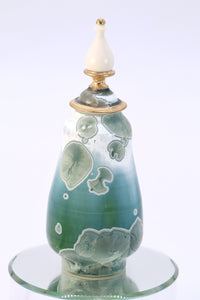 Miniature Crystalline Green and Gold Jar