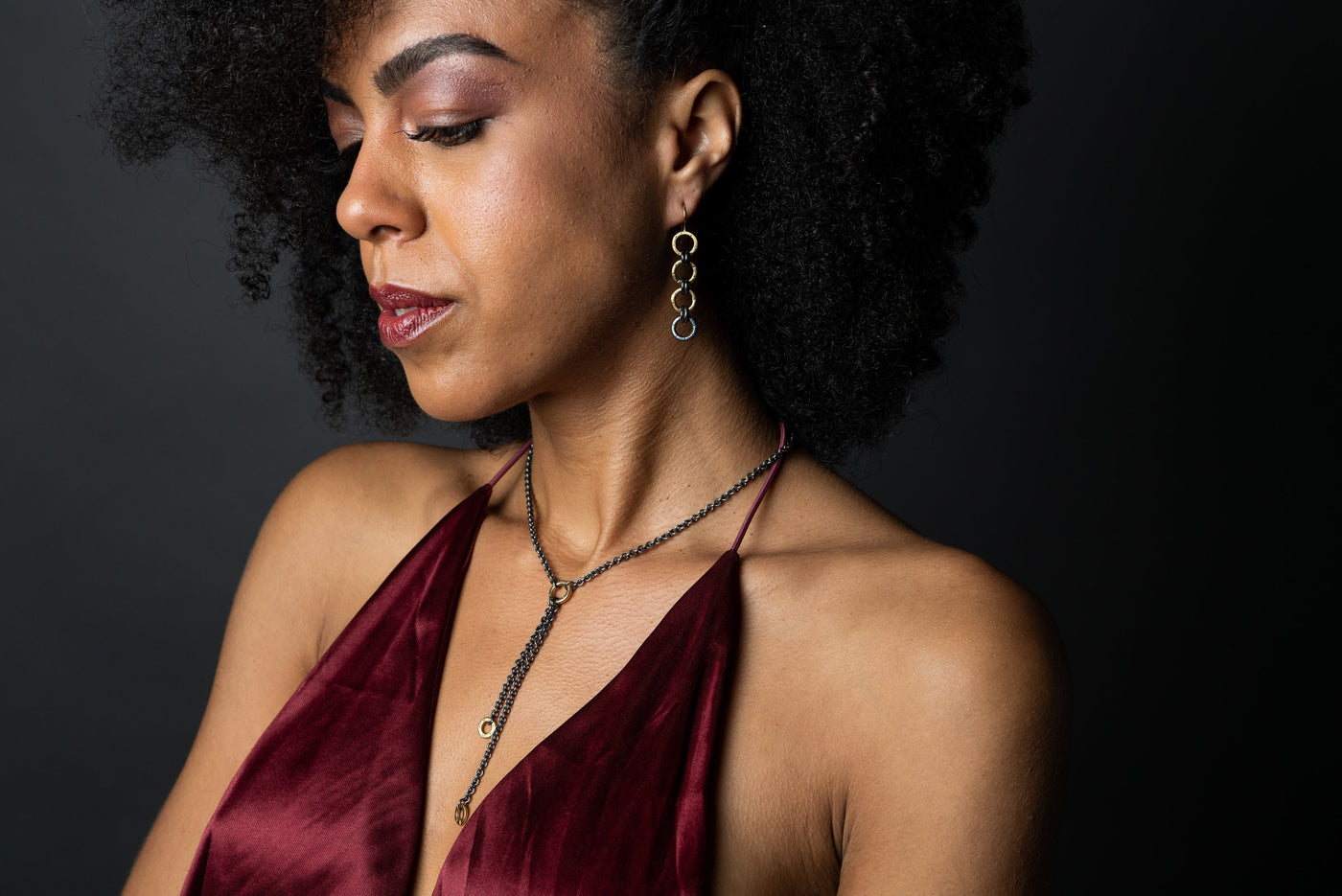 Black & Gold Bola Necklace