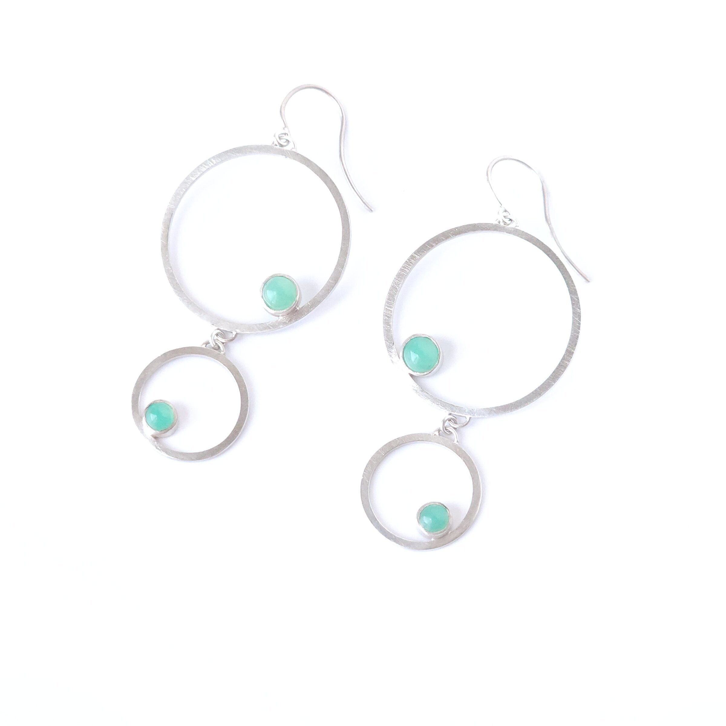 Double Circle Bubble Chrysoprase Earrings
