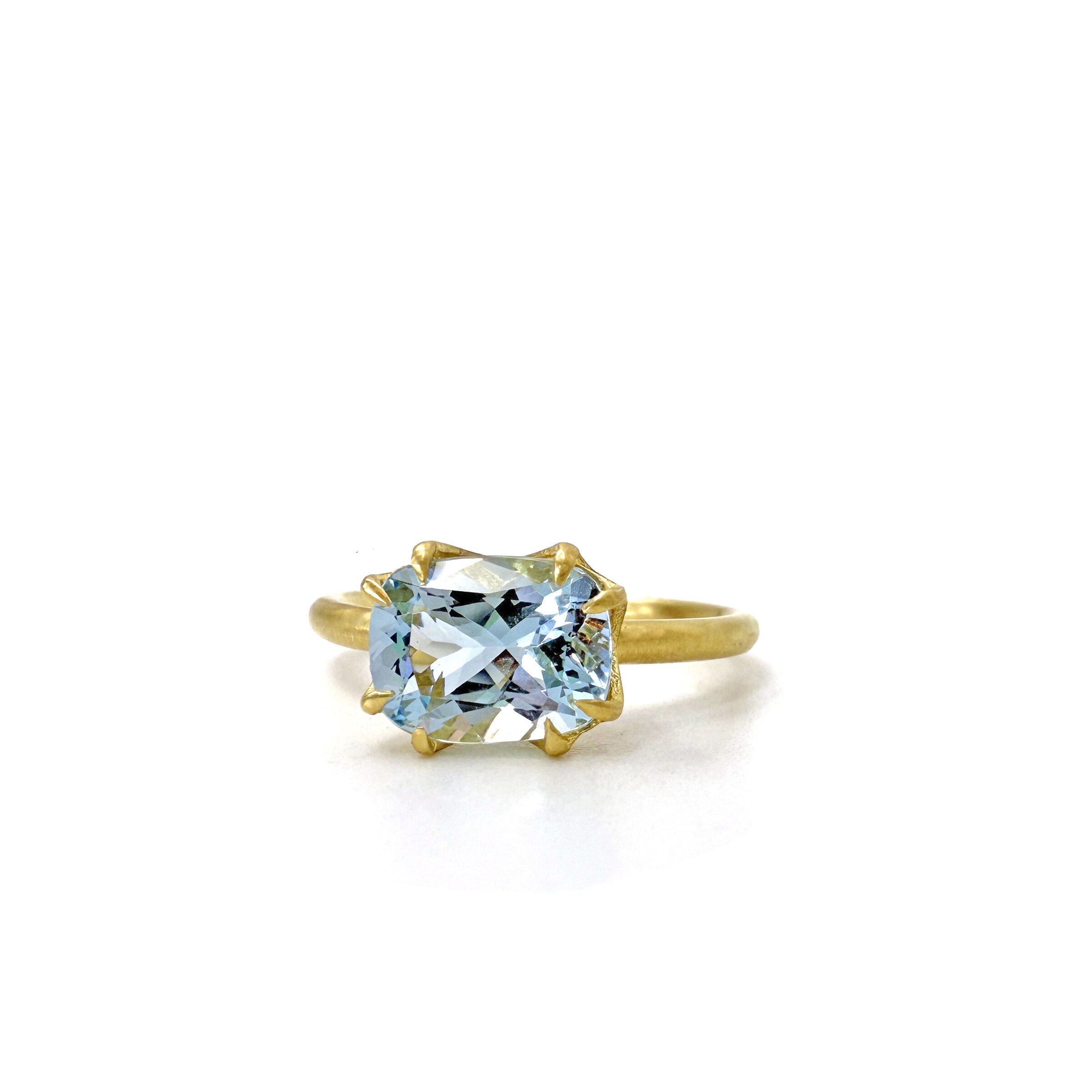 Cushion-Cut Aquamarine Aqueduct Ring II