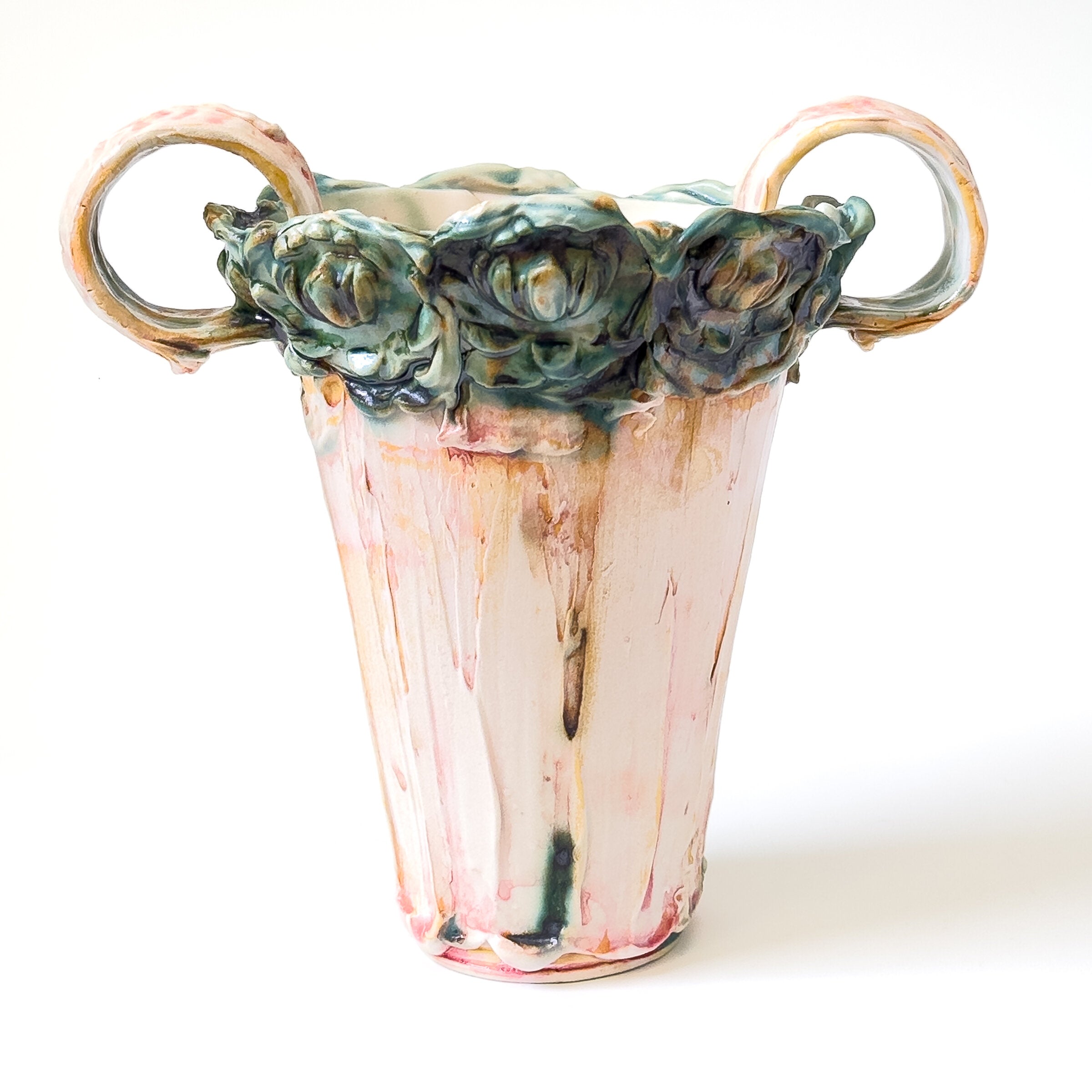 Green and Pink Romantic Vase