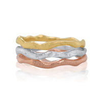 Top to Bottom: 18k yellow gold, platinum, 18k rose gold