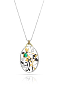 Rose Vine Tracery & Emerald Necklace