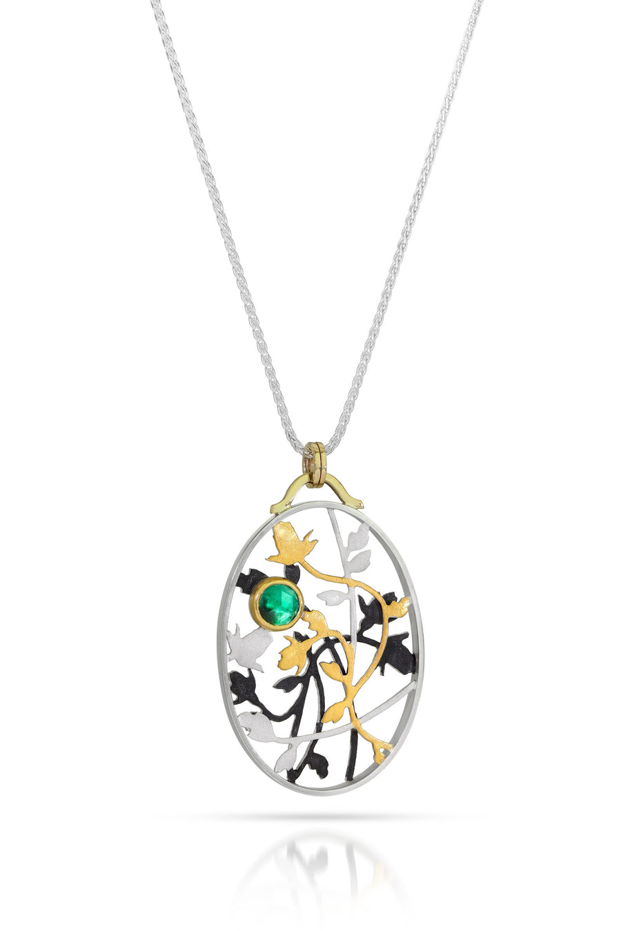 Rose Vine Tracery & Emerald Necklace