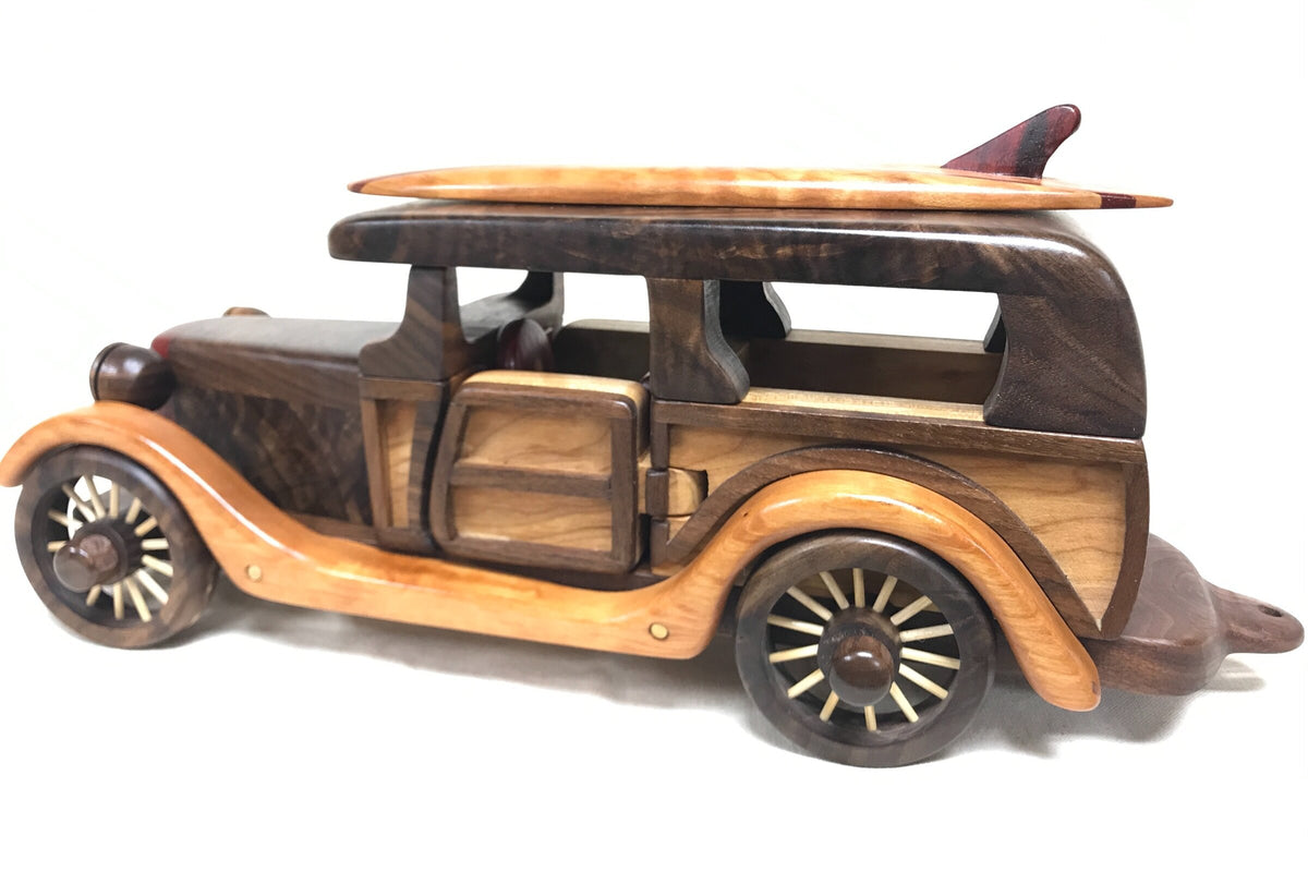 Woody Car with Surfboard