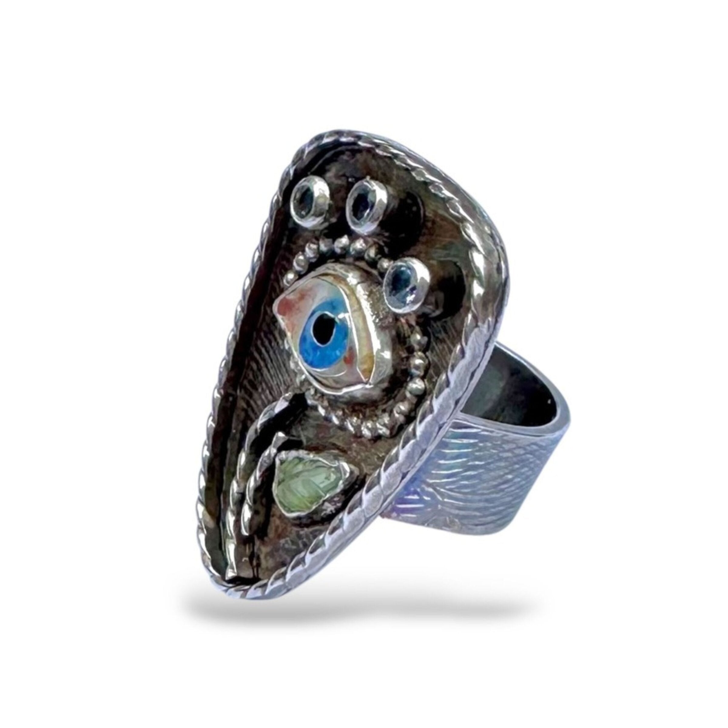 Blooming Evil Eye Talisman Ring