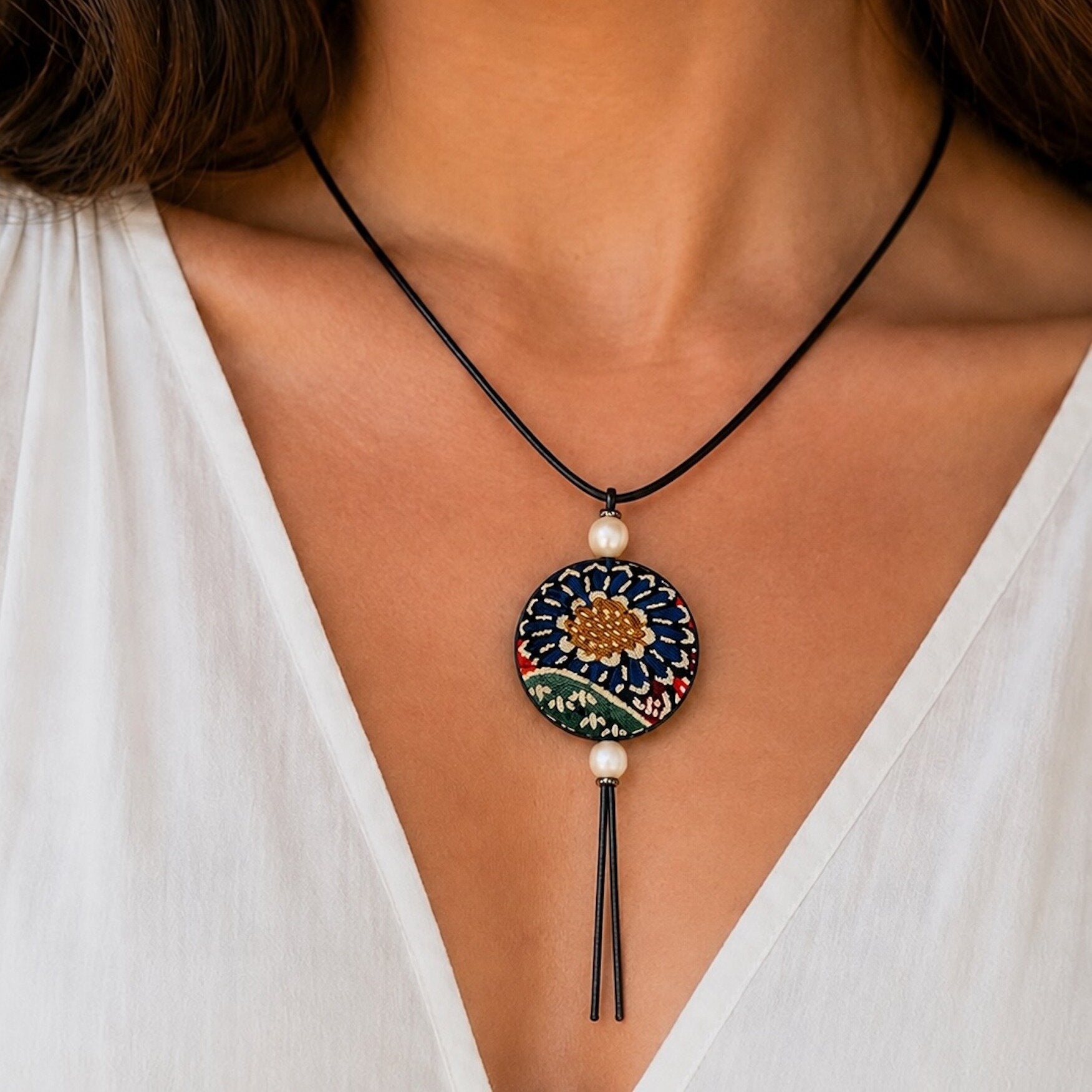Vintage Kimono Silk Reversible Pendant II