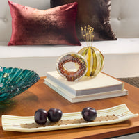 Amber Feather Inlay Channel Platter