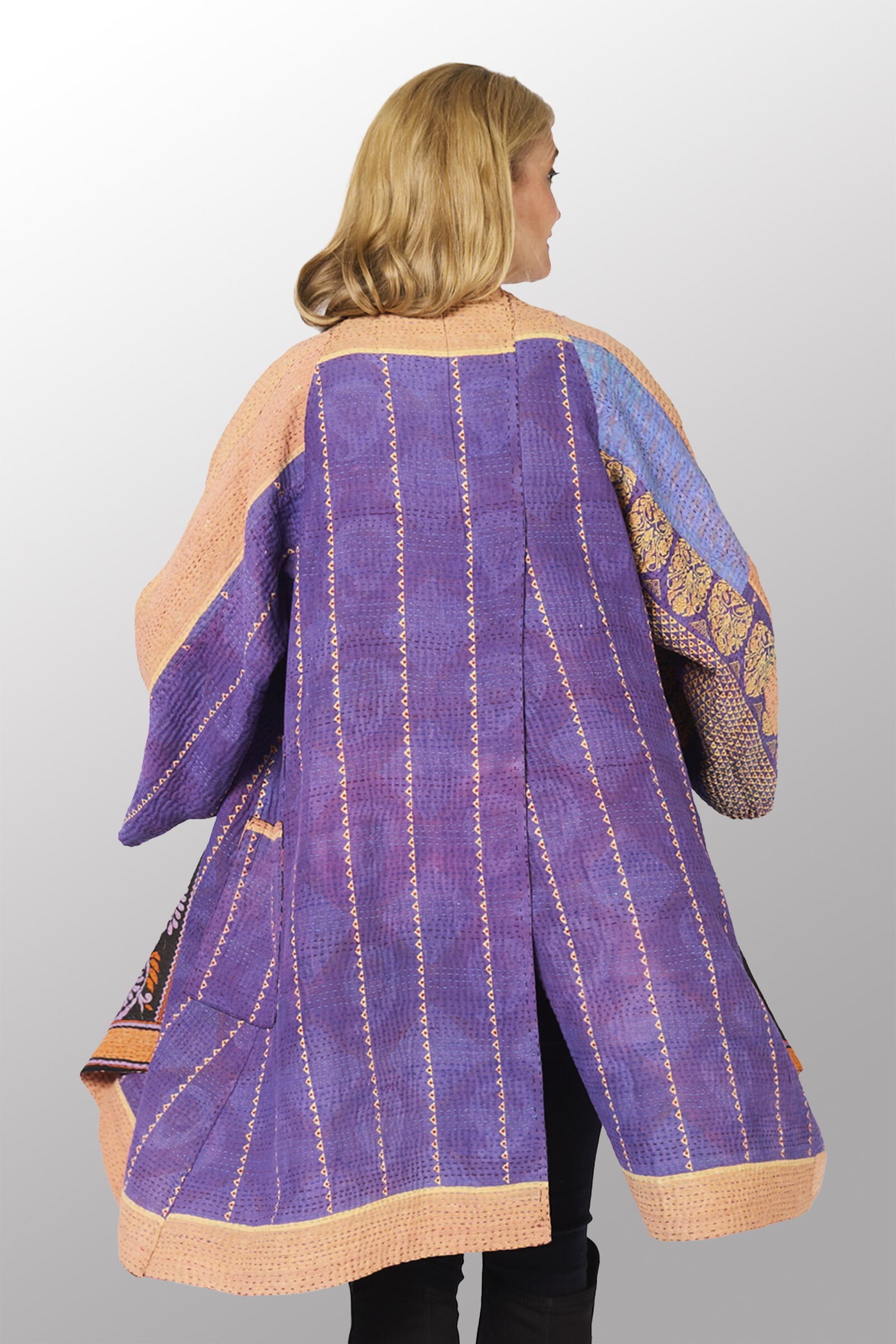 Vintage Cotton Kantha Kimono Duster