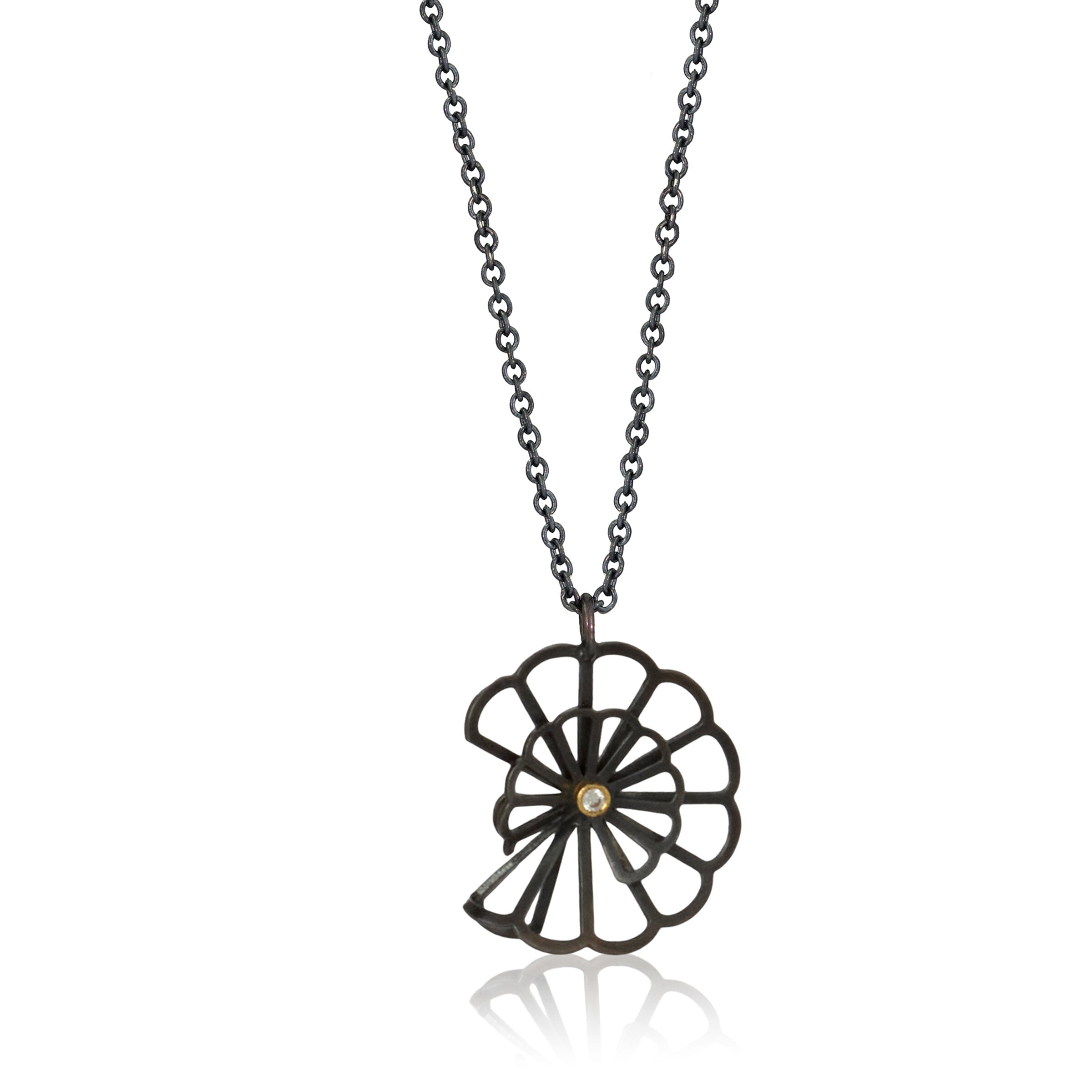 Double Cloud Fold Necklace with Diamond