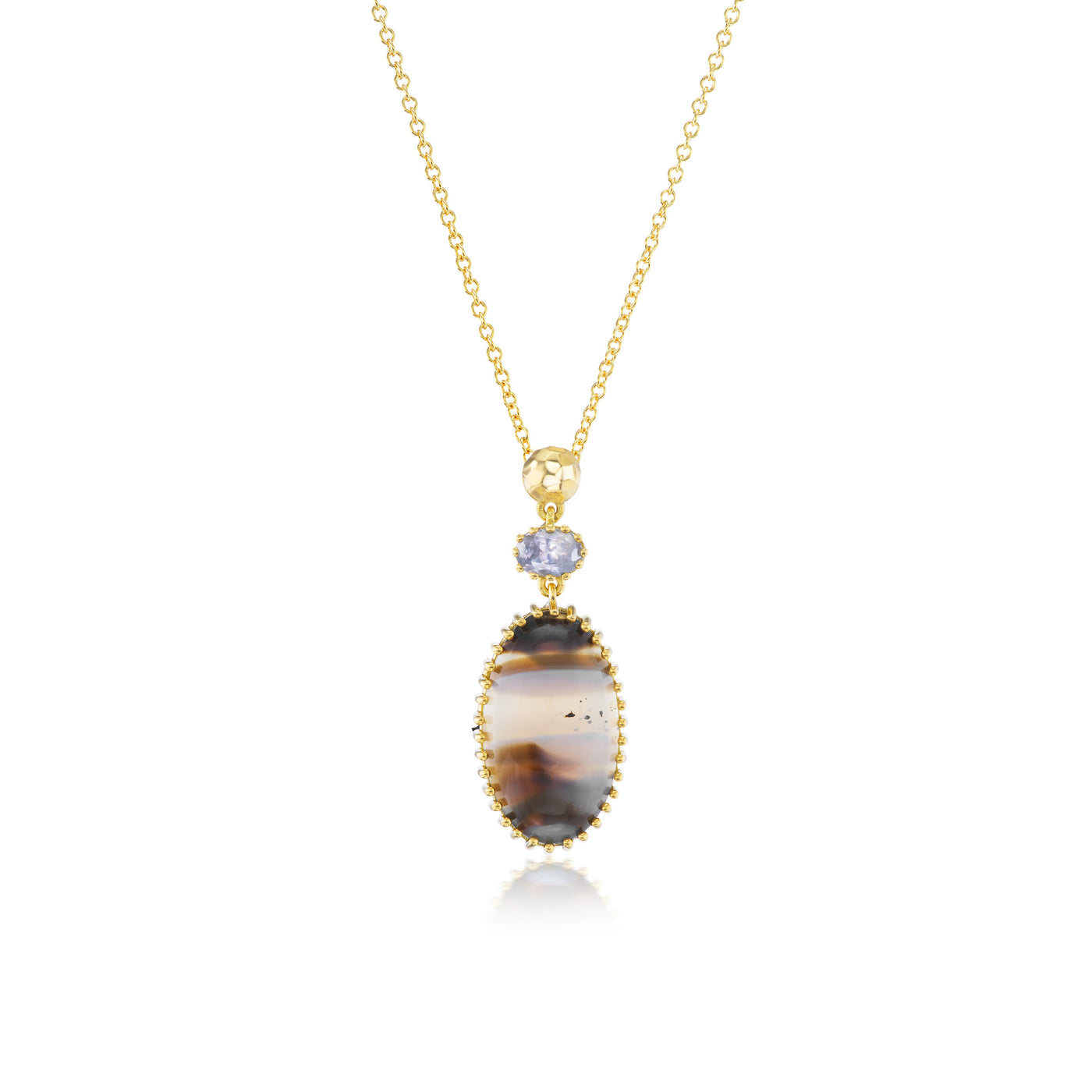 Earth Oval Agate & Sapphire Necklace