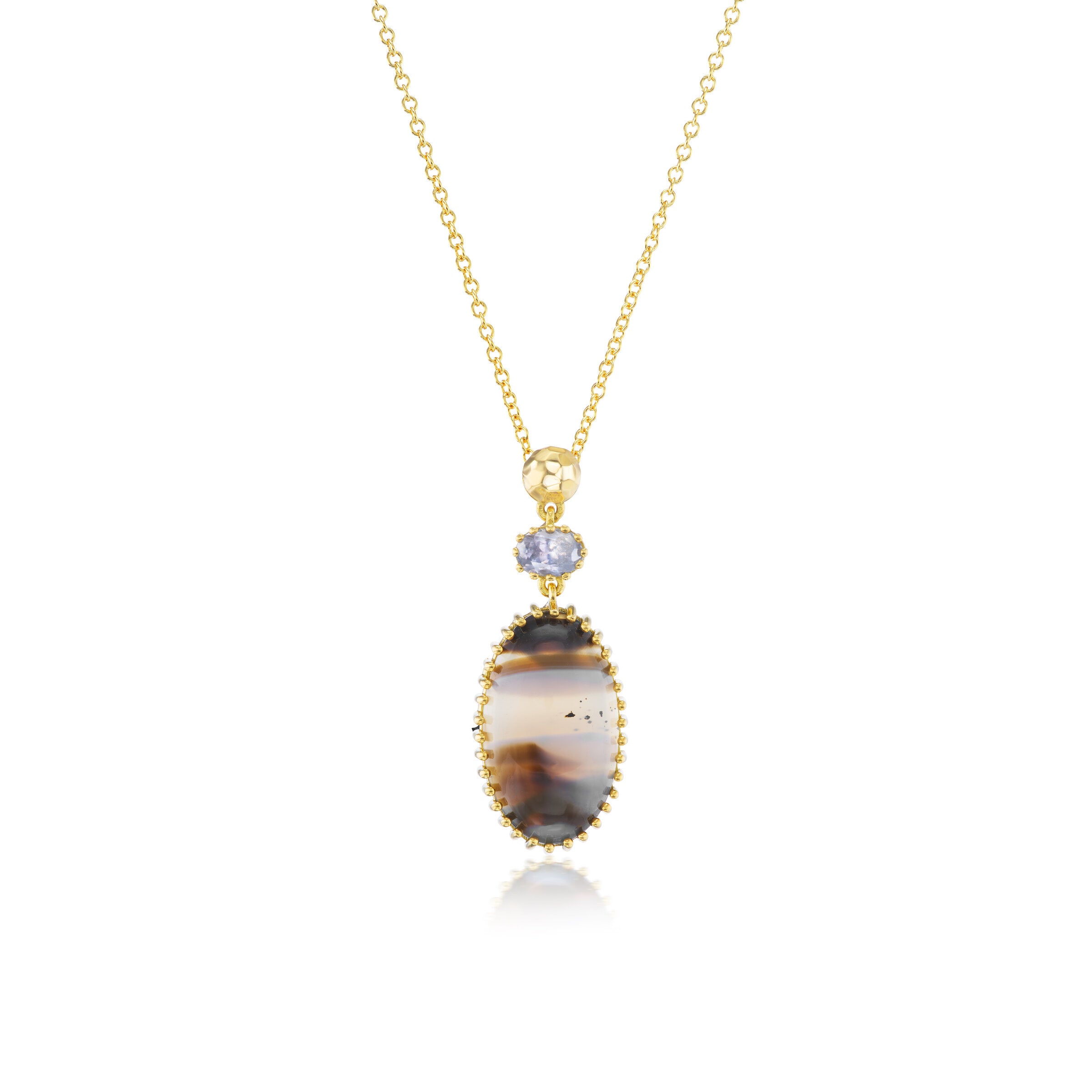 Earth Oval Agate & Sapphire Necklace
